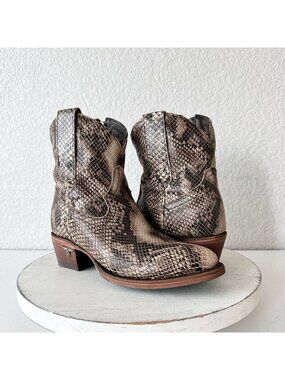 Lane PLAIN JANE Snakeskin Cowboy Boots Womens 5.5 Cowgirl Western Short Ankle